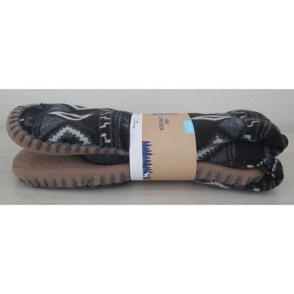 Muk Luks Men's Sz L/XL (11-13) Black/Gray Geometric Slip Resistant Slipper Socks - Picture 3 of 4